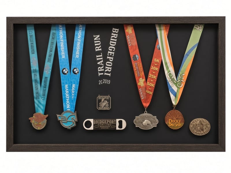 Shadow box with memorabilia display